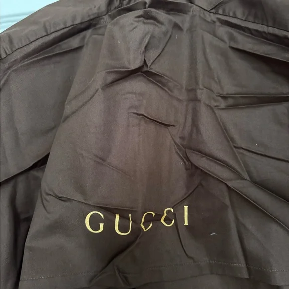 GUCCI Cotton Garment Bag Travel Bag Dust Bag Brown with Gold Letters Size 42 - Picture 2 of 4